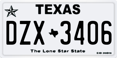 TX license plate DZX3406