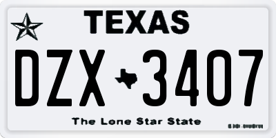 TX license plate DZX3407