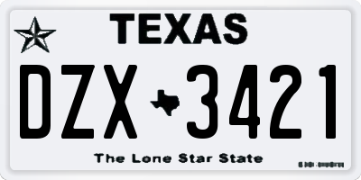 TX license plate DZX3421