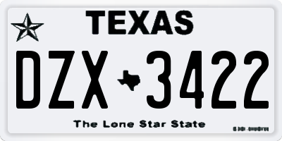 TX license plate DZX3422