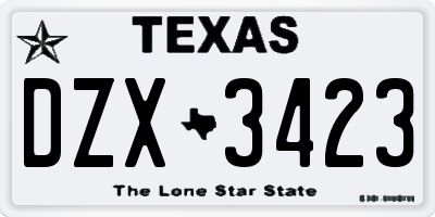 TX license plate DZX3423