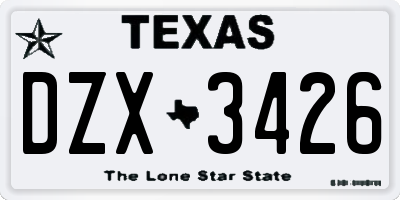 TX license plate DZX3426