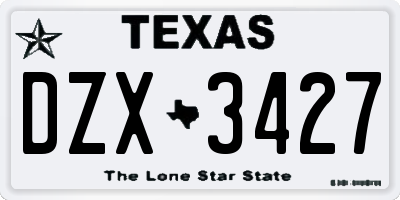 TX license plate DZX3427