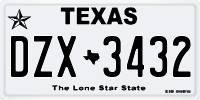 TX license plate DZX3432