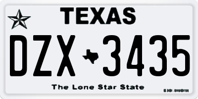 TX license plate DZX3435
