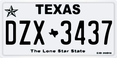 TX license plate DZX3437