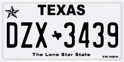 TX license plate DZX3439