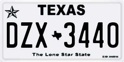 TX license plate DZX3440