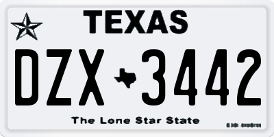 TX license plate DZX3442