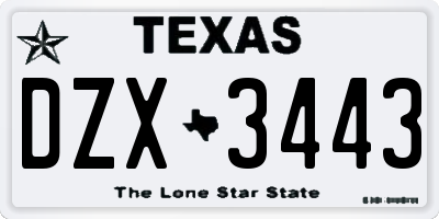 TX license plate DZX3443