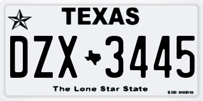 TX license plate DZX3445