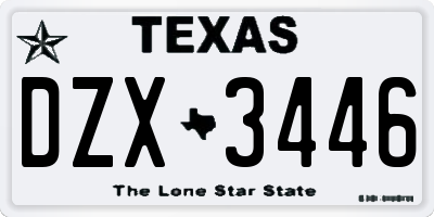 TX license plate DZX3446