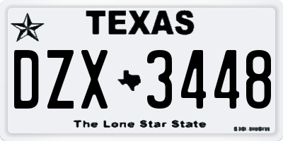 TX license plate DZX3448