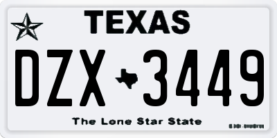 TX license plate DZX3449