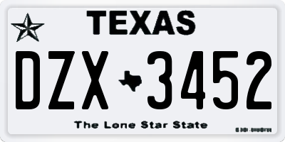 TX license plate DZX3452