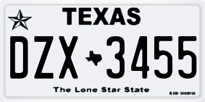 TX license plate DZX3455