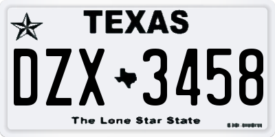 TX license plate DZX3458