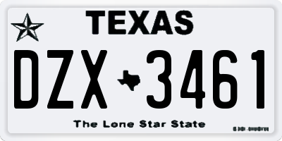 TX license plate DZX3461