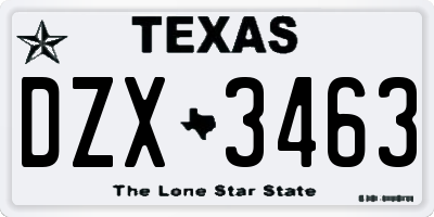 TX license plate DZX3463
