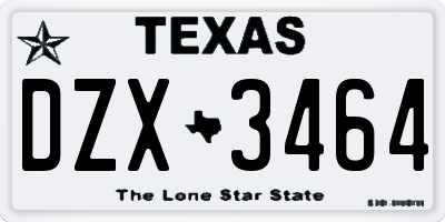 TX license plate DZX3464