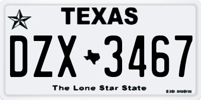 TX license plate DZX3467