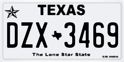TX license plate DZX3469