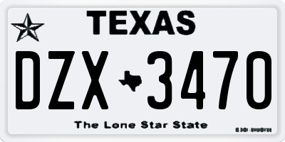 TX license plate DZX3470