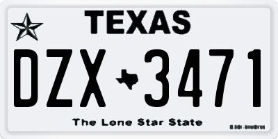 TX license plate DZX3471