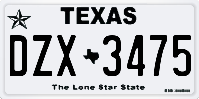 TX license plate DZX3475