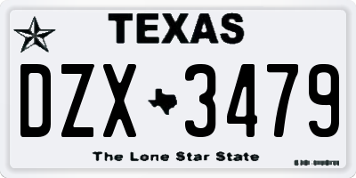 TX license plate DZX3479