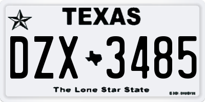 TX license plate DZX3485