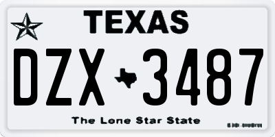 TX license plate DZX3487