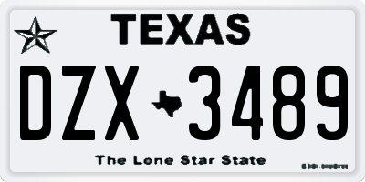 TX license plate DZX3489