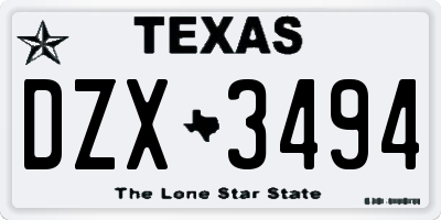 TX license plate DZX3494