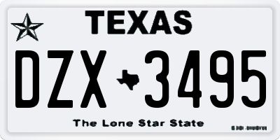 TX license plate DZX3495