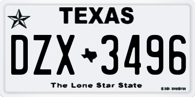 TX license plate DZX3496