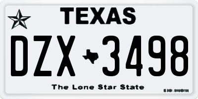 TX license plate DZX3498