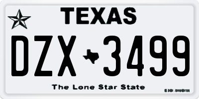 TX license plate DZX3499