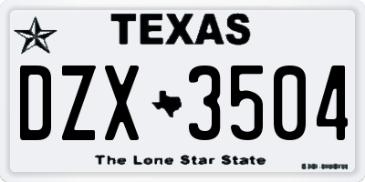 TX license plate DZX3504