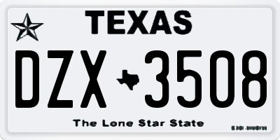TX license plate DZX3508