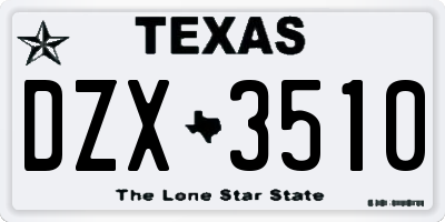 TX license plate DZX3510