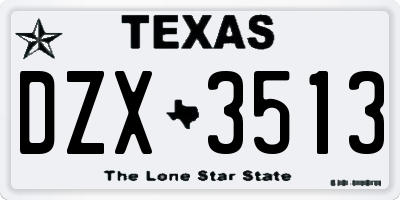 TX license plate DZX3513