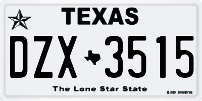 TX license plate DZX3515