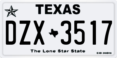 TX license plate DZX3517