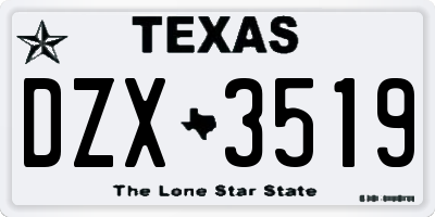 TX license plate DZX3519