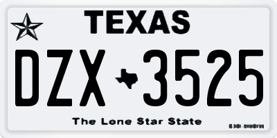 TX license plate DZX3525