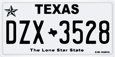 TX license plate DZX3528