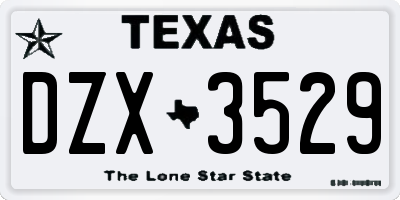 TX license plate DZX3529
