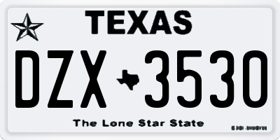 TX license plate DZX3530