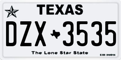 TX license plate DZX3535